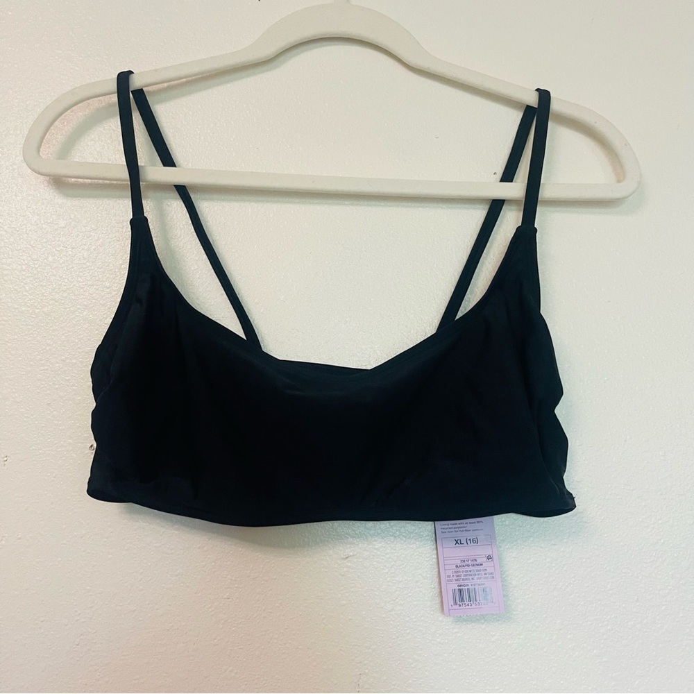 NWT Wild Fable Solid Black Swim Top Bikini Top Size XL